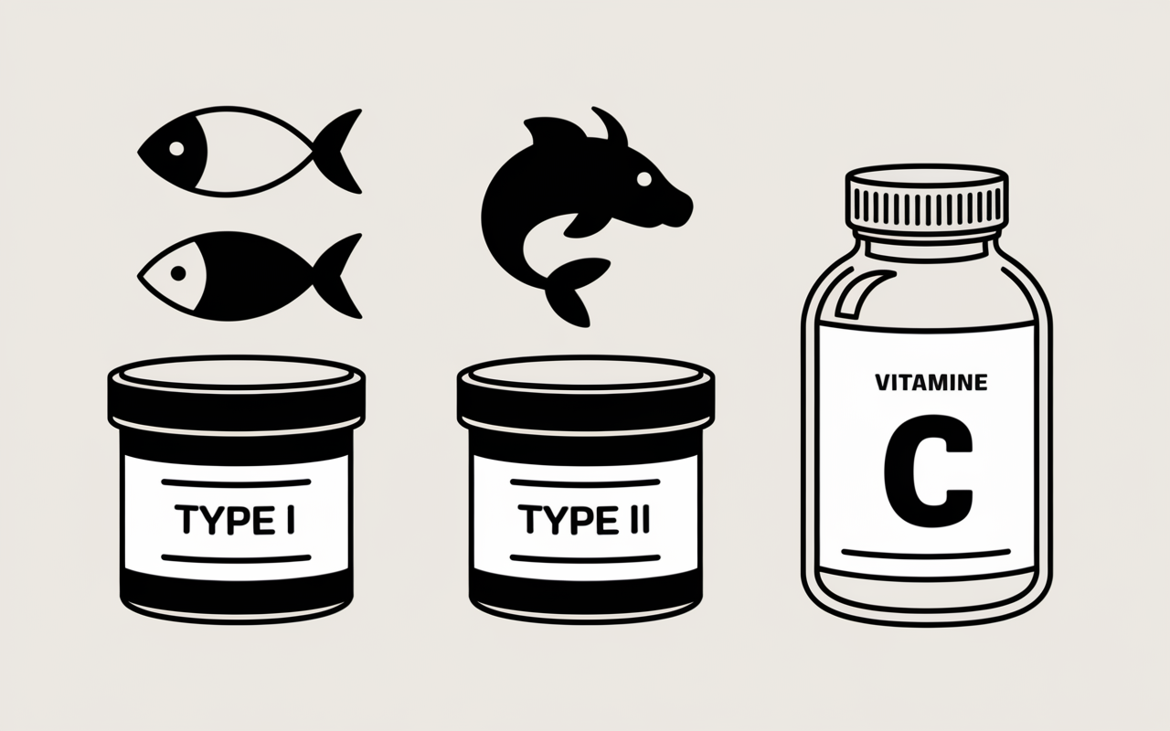 Pots collagene types origine labels vitamine C musculation