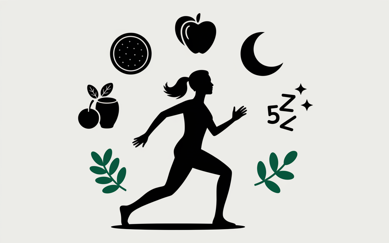 silhouette adulte actif avec aliments sains metabolisme