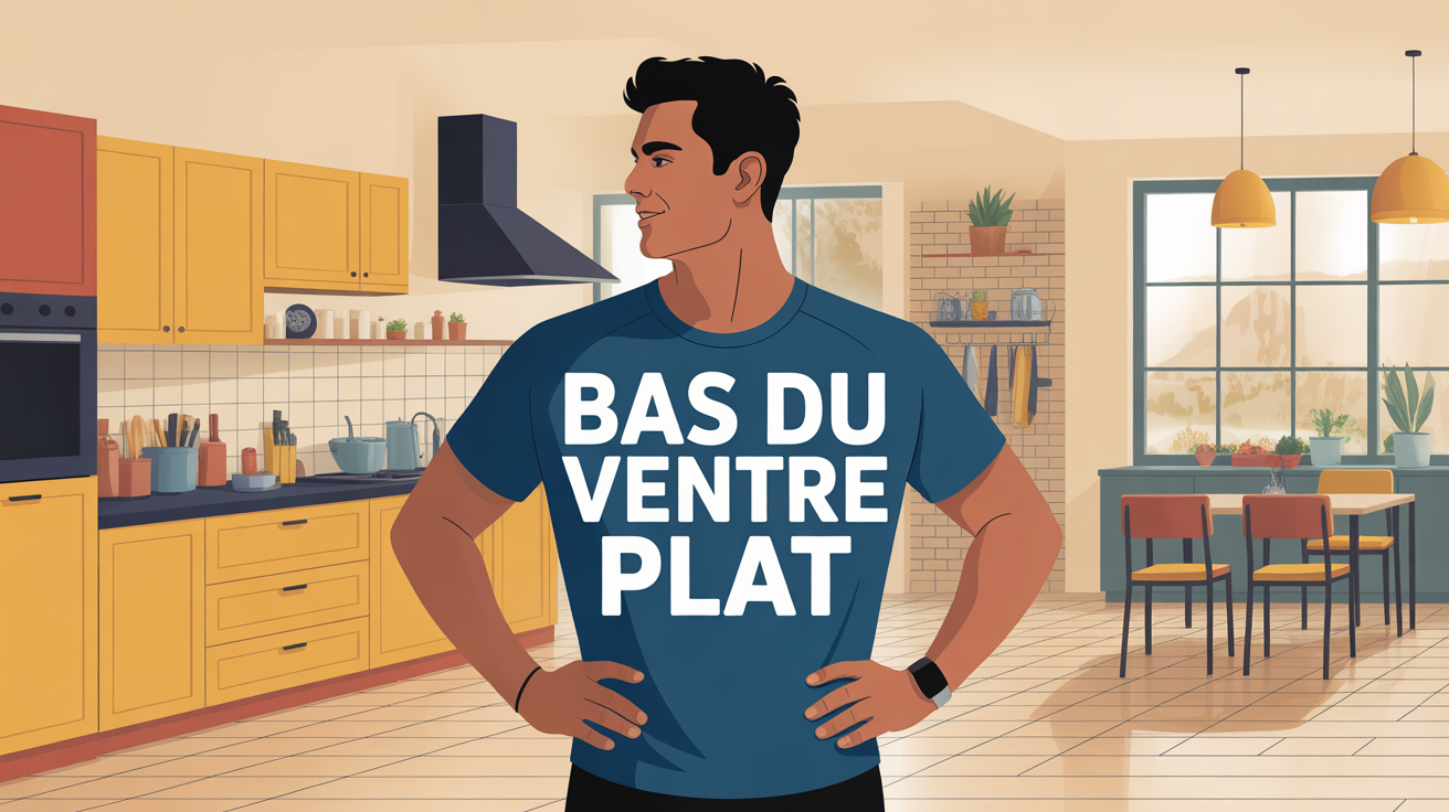illustration bas du ventre plat homme actif sport cuisine