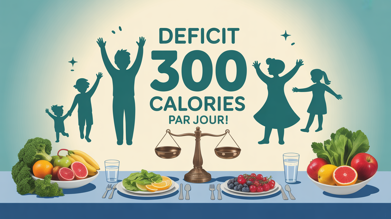 Deficit 300 calories par jour autour d'une table saine et balance famille