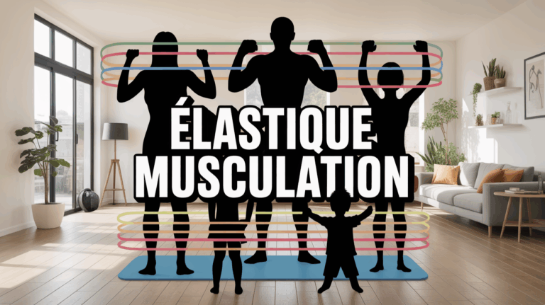 Séance musculation elastique en famille dans salon