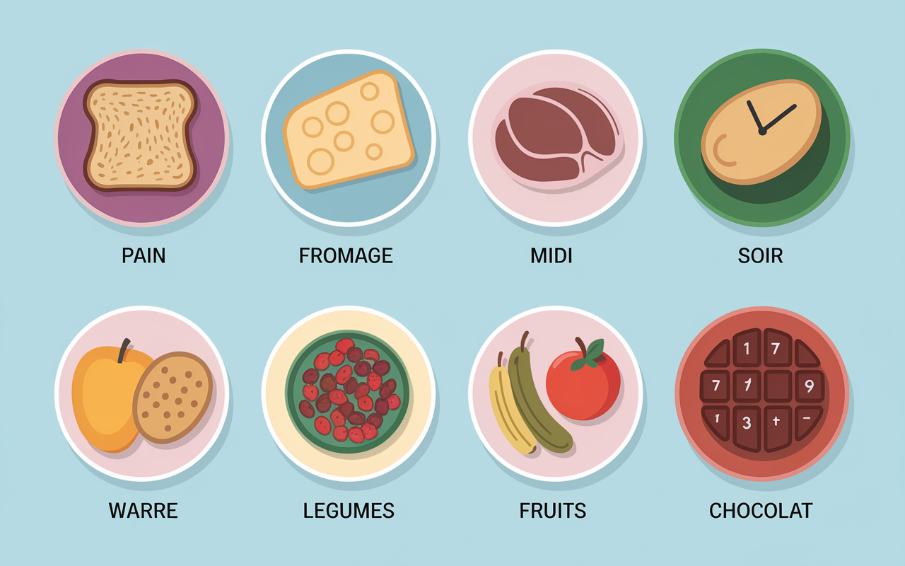 sept assiettes menus chrononutrition alignées pour la semaine