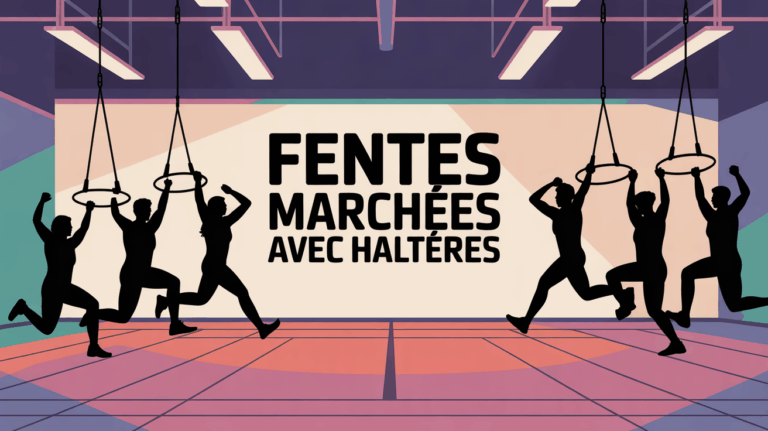 fentes marchées avec haltères salle sport