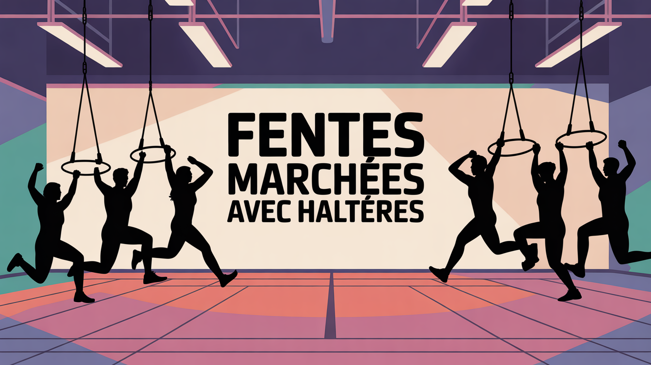 fentes marchées avec haltères salle sport