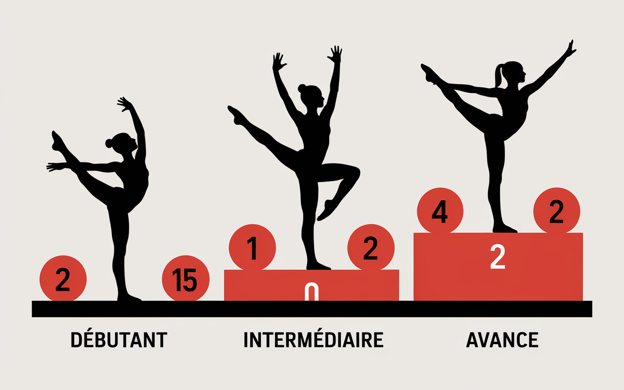 échelle progression pédagogique gymnastique au sol silhouettes tapis