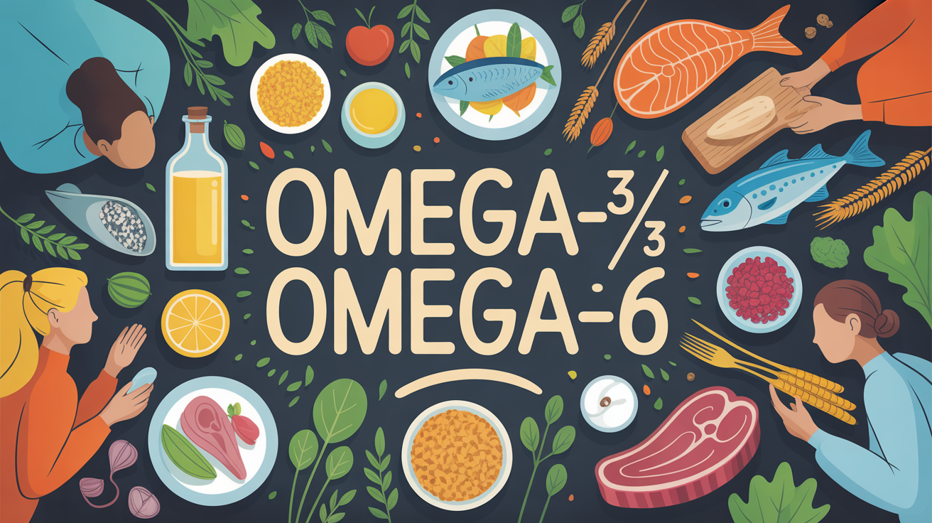 Illustration aliments omega-3 omega-6 sur une table familiale