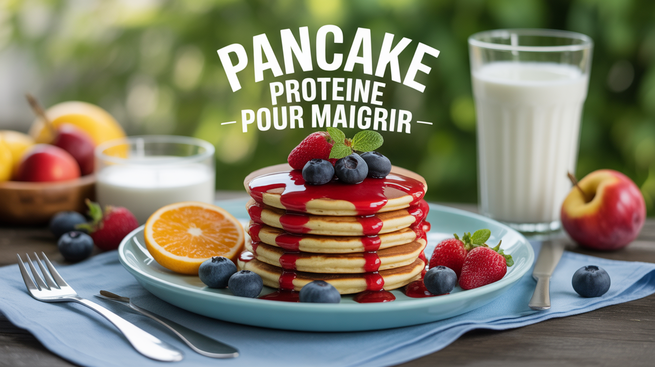 pancake proteine pour maigrir sur assiette avec fruits et skyr