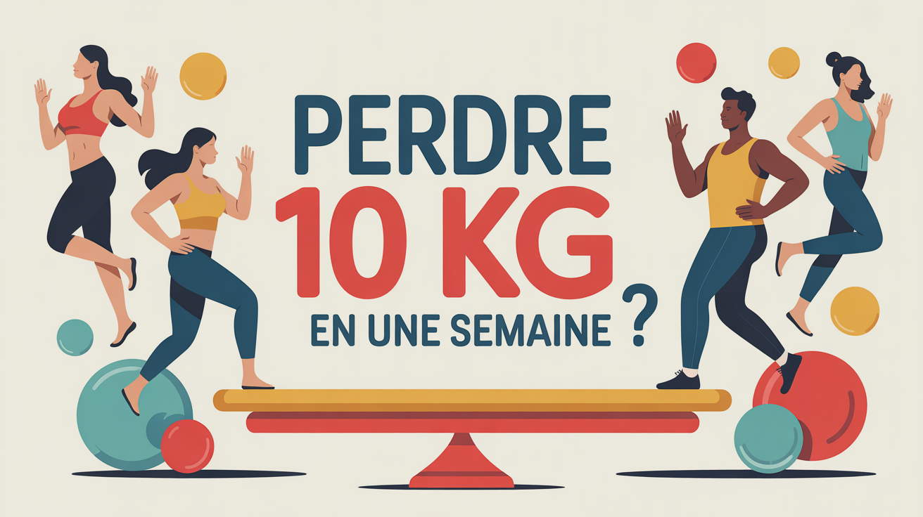 Illustration balance et silhouettes perte de poids rapide