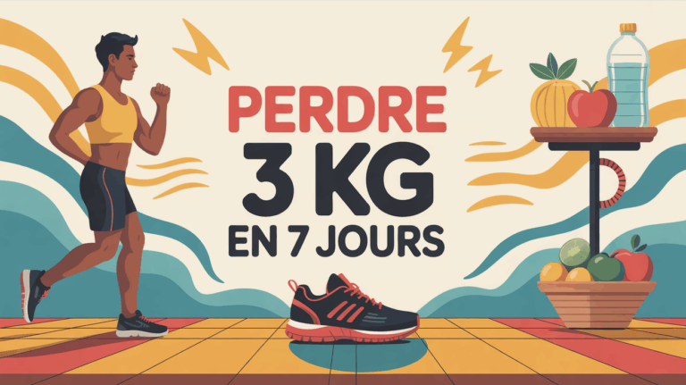 Fresque sportive perdre 3 kg en 7 jours avec balance et fruits