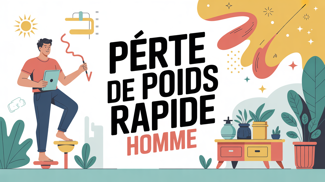 homme sourire sur balance perte de poids rapide