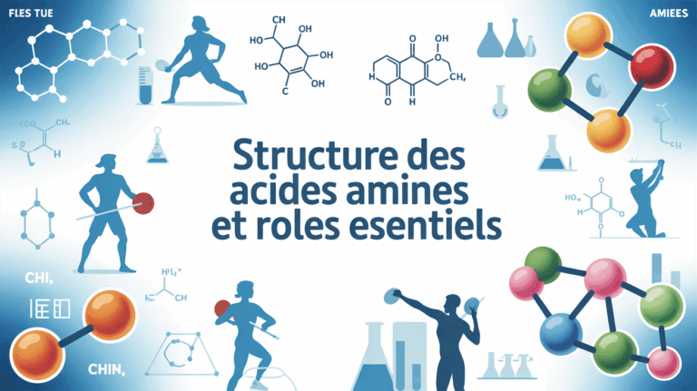 Schéma couleurs acides aminés sportifs, structure et rôles