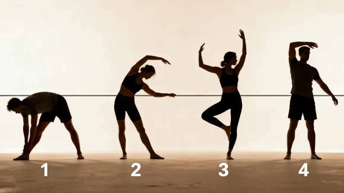 Silhouettes types étirements musculation séparées
