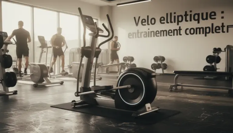photo salle de sport avec vélo elliptique entrainement complet hommes