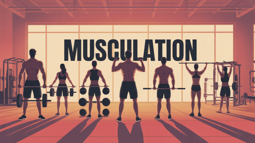 personnages salle de sport musculation tous les jours