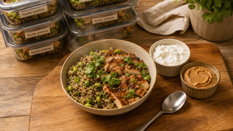 Recette riche en proteine musculation : quinoa et poulet, skyr