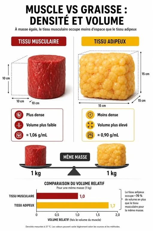 Comparaison visuelle entre masse musculaire et masse grasse pour le métabolisme