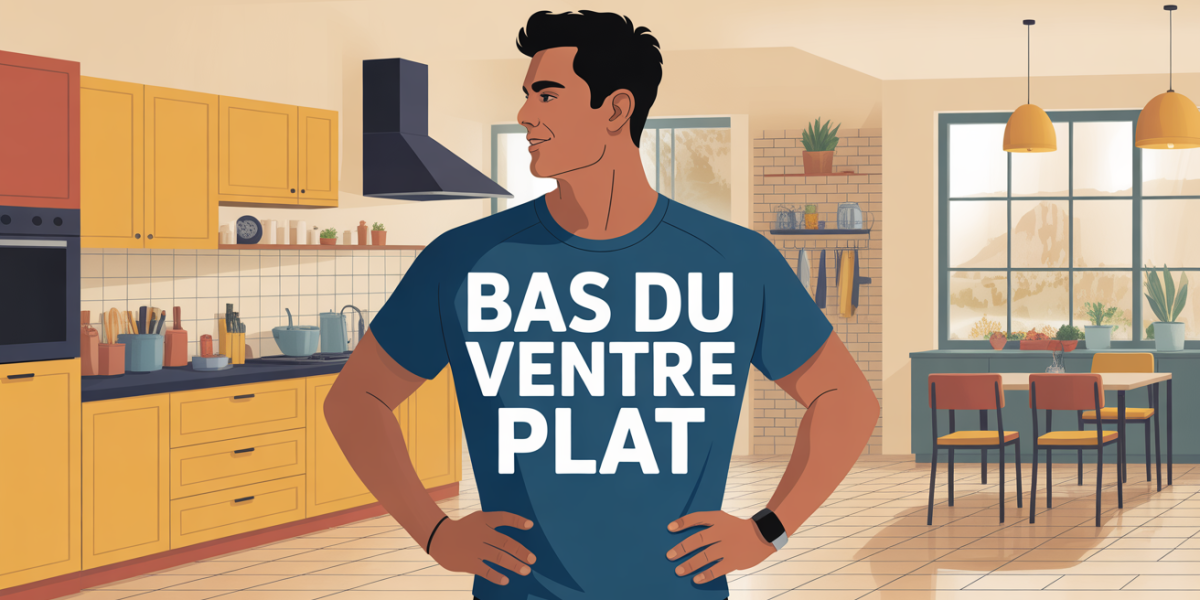 illustration bas du ventre plat homme actif sport cuisine