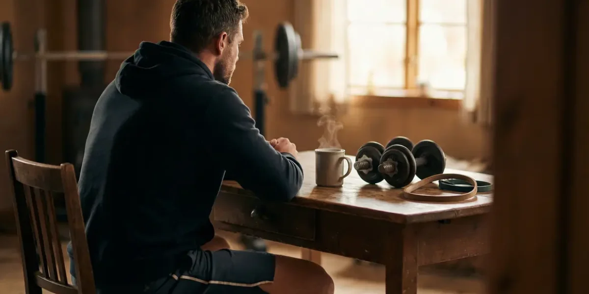 Homme sportif musclé tasse café musculation caféine testostérone