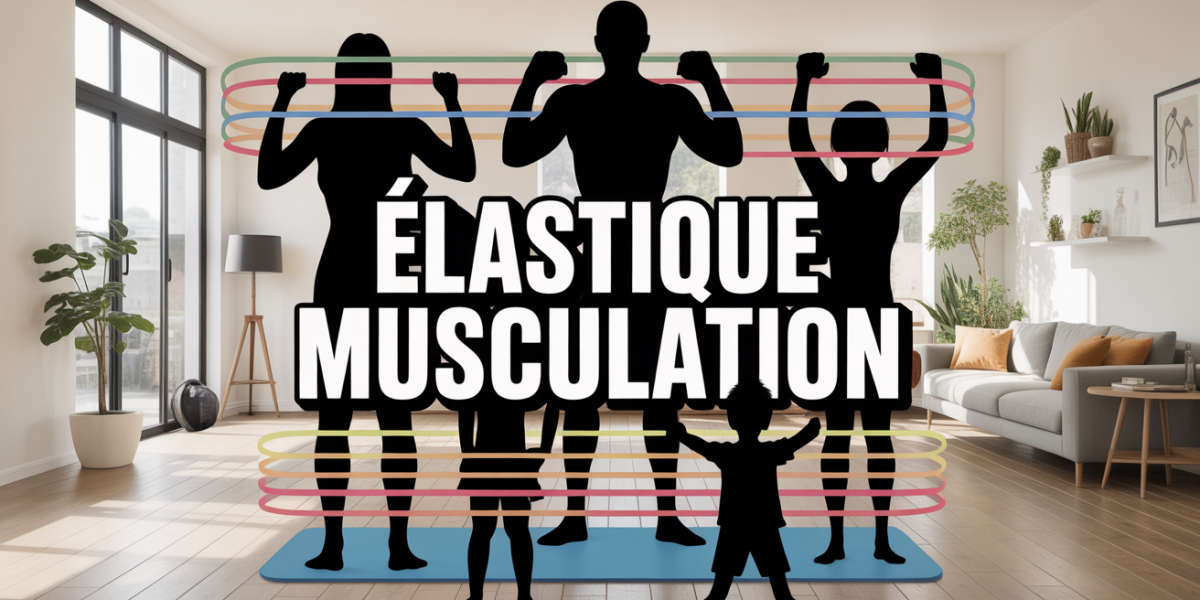 Séance musculation elastique en famille dans salon