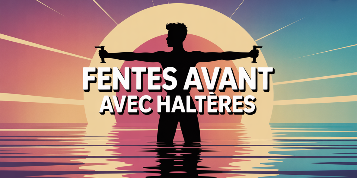 silhouette fente avant avec haltères sur fond lumineux