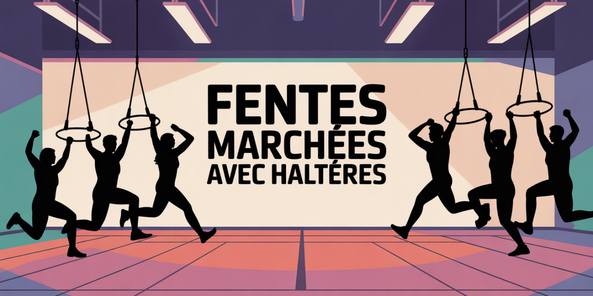 fentes marchées avec haltères salle sport