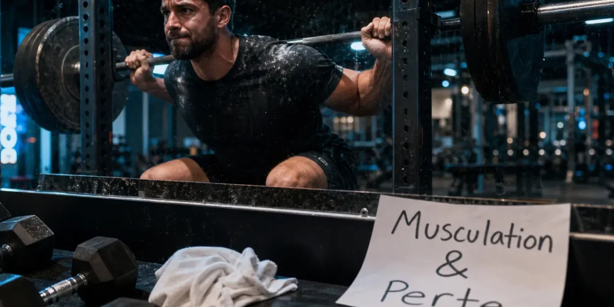 Maigrir par la musculation : squats avec barre en salle de sport