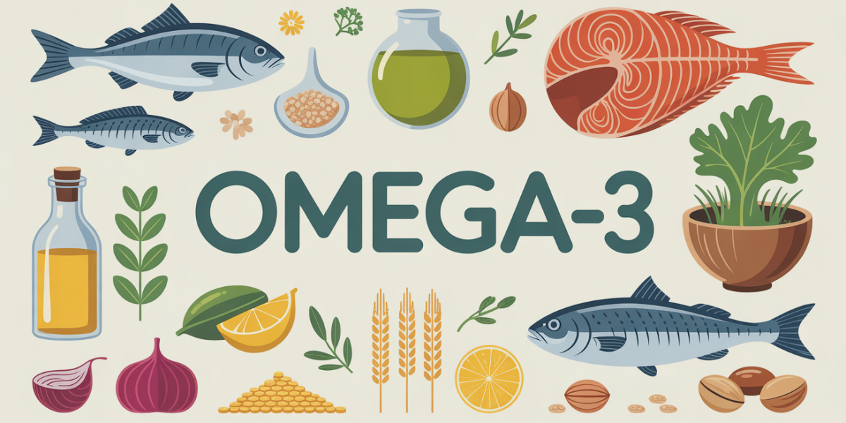 Nature morte omega 3 poissons huiles graines noix