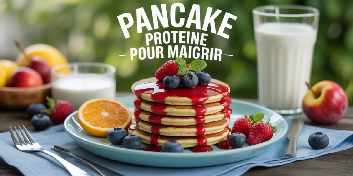 pancake proteine pour maigrir sur assiette avec fruits et skyr