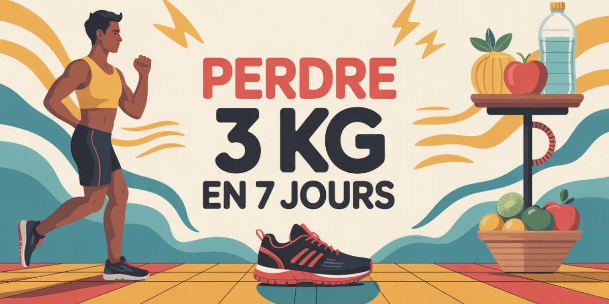 Fresque sportive perdre 3 kg en 7 jours avec balance et fruits