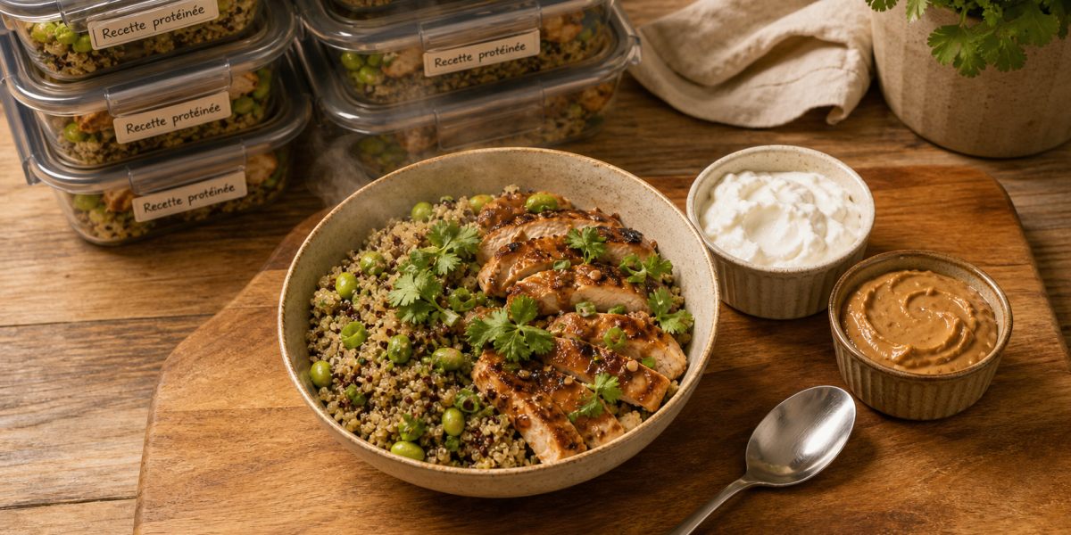 Recette riche en proteine musculation : quinoa et poulet, skyr