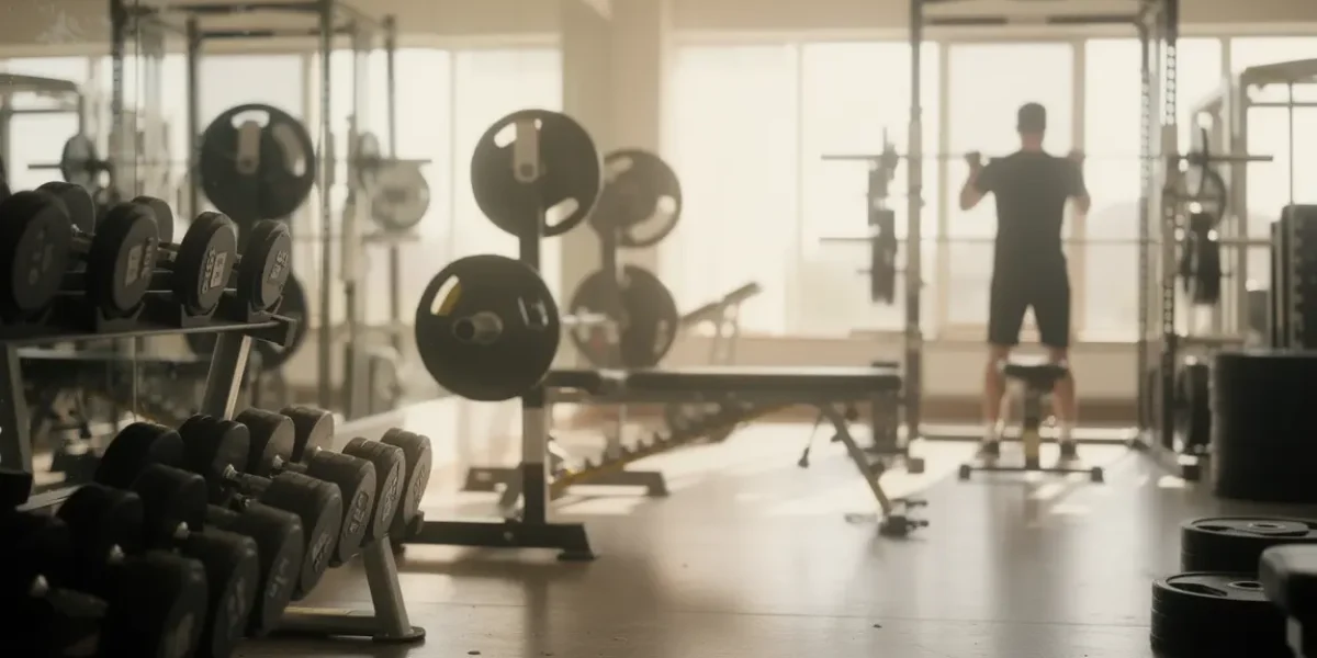 Salle de sport musculation lumière silhouettes